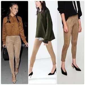 NEW Zara suede ankle zip leggings XS